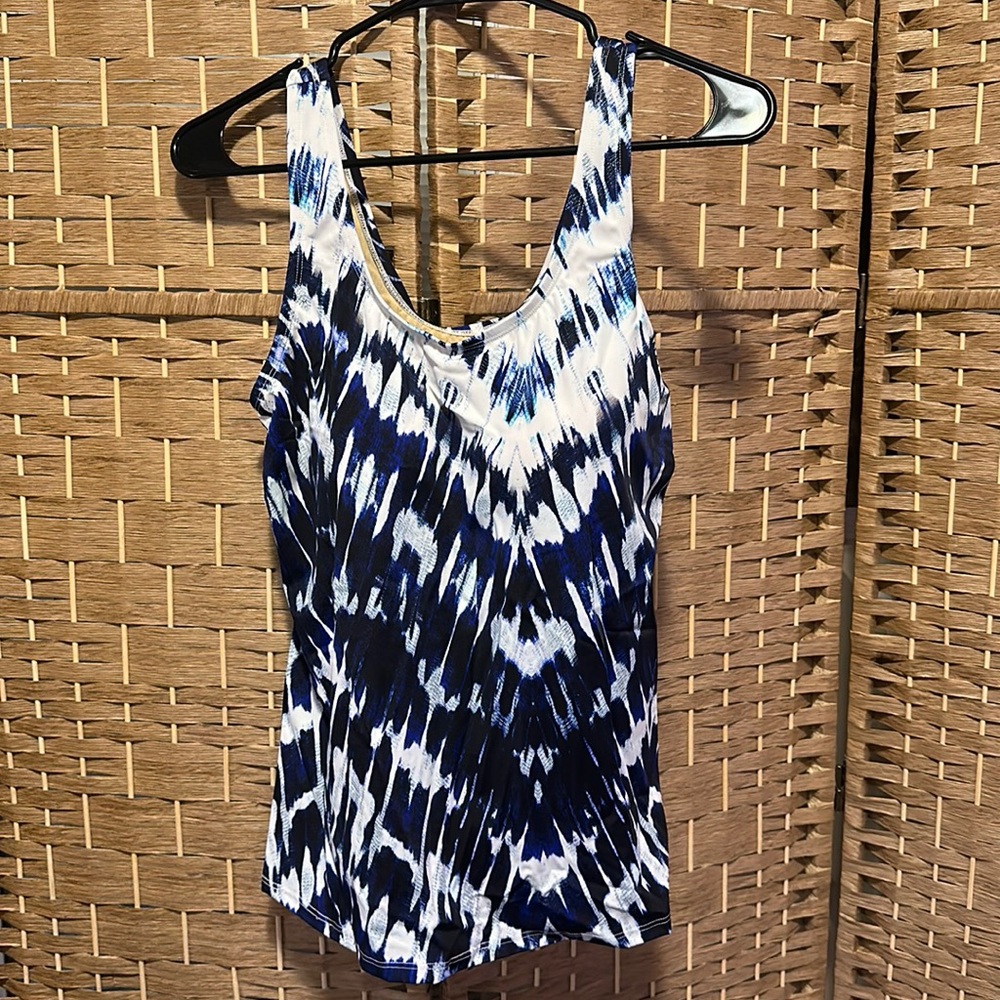 Swimsuits For All Tankini Blue & White Tie Dye 16 NWT